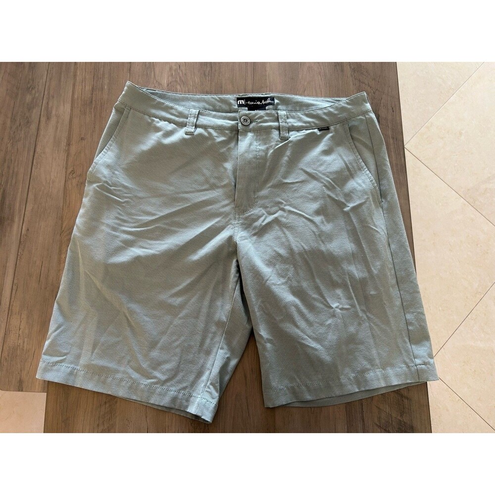 Travis Mathew Beck Shorts Men Size 34 Green Performance Golf Casual Polyester